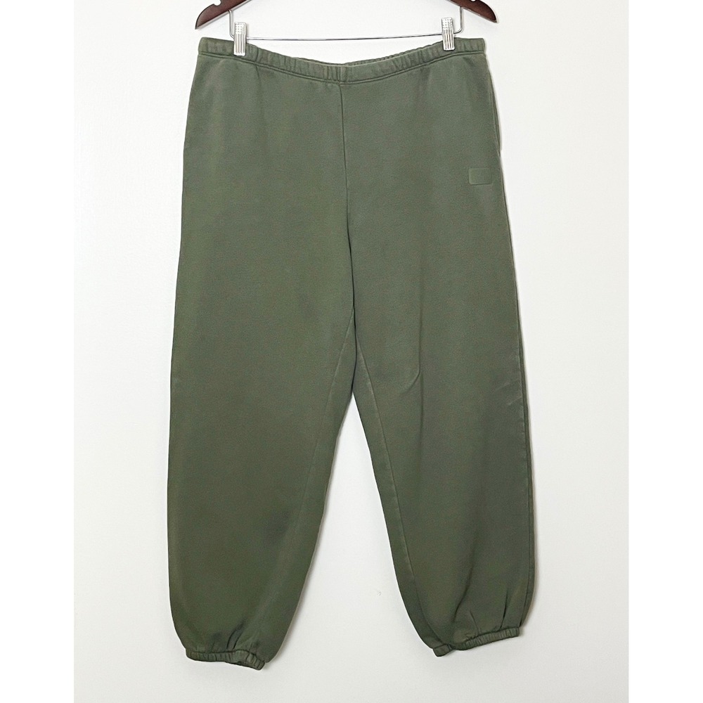 JoyLab High Rise Sweatpants Womens Large Olive Green Fleece Jogger Baggy Relaxed - Picture 2 of 8